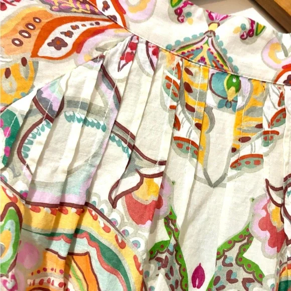 ANTONIO MELANI Brynn Ruffle Hem Floral Print Pintuck Dress Pink Belt 6 - Picture 8 of 10